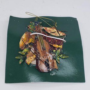 Violin Mandolin Horn Drums Metal Ornament Christmas